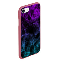 Чехол для iPhone 7/8 матовый Neon smokes stripes неоновые волны - фото 2