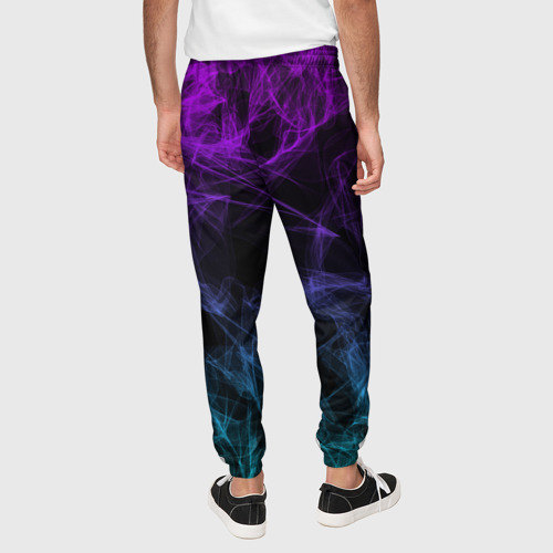Мужские брюки 3D Neon smokes stripes неоновые волны, цвет 3D печать - фото 5