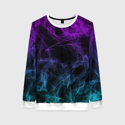 Женский свитшот 3D Neon smokes stripes неоновые волны