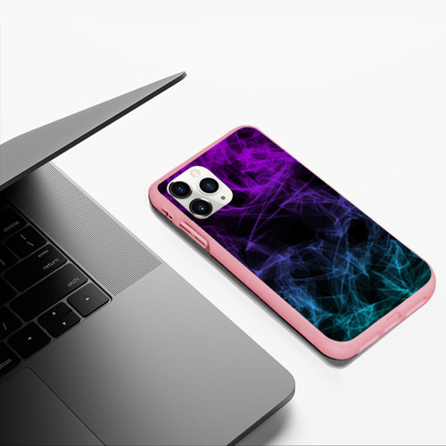 Чехол для iPhone 11 Pro Max матовый Neon smokes stripes неоновые волны, цвет баблгам - фото 5