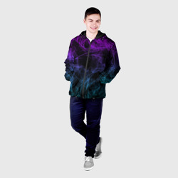 Мужская куртка 3D Neon smokes stripes неоновые волны - фото 2