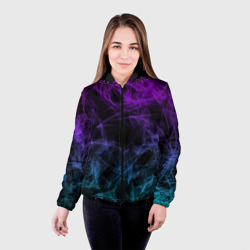 Женская куртка 3D Neon smokes stripes неоновые волны - фото 2