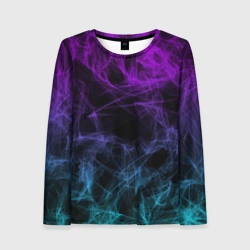 Женский лонгслив 3D Neon smokes stripes неоновые волны