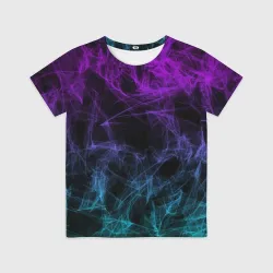 Детская футболка 3D Neon smokes stripes неоновые волны
