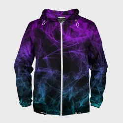 Мужская ветровка 3D Neon smokes stripes неоновые волны