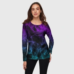 Женский лонгслив 3D Neon smokes stripes неоновые волны - фото 2