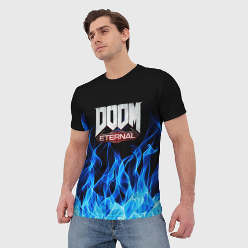 Мужская футболка 3D с принтом DOOM ETERNAL, фото на моделе #1