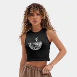Женская укороченная майка-топ хлопок Стрижет луну - фото 2