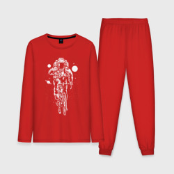 Мужская пижама с лонгсливом хлопок Космонавт на велосипеде
