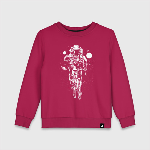 Детский свитшот хлопок Космонавт на велосипеде, цвет маджента
