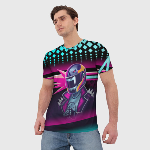 Мужская футболка 3D Неоновый гонщик, цвет 3D печать - фото 3