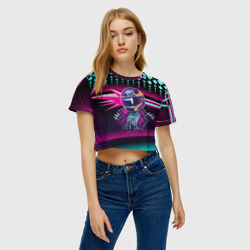 Женская футболка Crop-top 3D Неоновый гонщик - фото 2