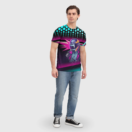 Мужская футболка 3D Неоновый гонщик, цвет 3D печать - фото 5