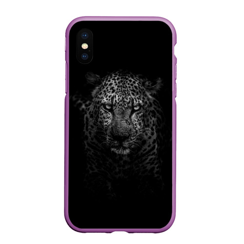 Чехол для iPhone XS Max матовый Леопард, цвет фиолетовый