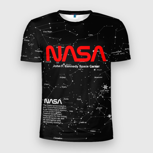 Мужская футболка 3D Slim с принтом NASA, вид спереди #2