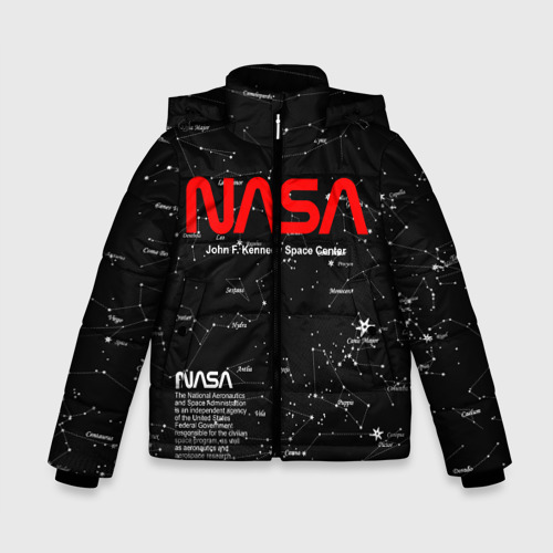 Зимняя куртка для мальчиков 3D с принтом NASA, вид спереди #2