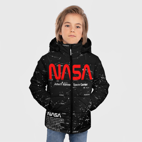 Зимняя куртка для мальчиков 3D с принтом NASA, фото на моделе #1