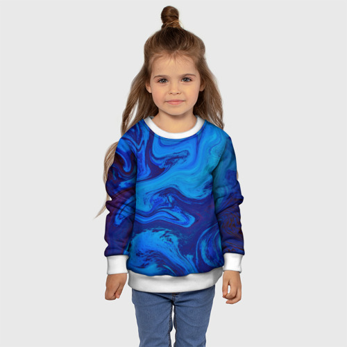 Детский свитшот 3D абстракция синяя с голубым, цвет 3D печать - фото 7