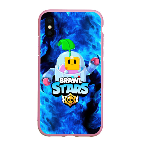 Чехол для iPhone XS Max матовый BRAWL STARS SPROUT, цвет розовый