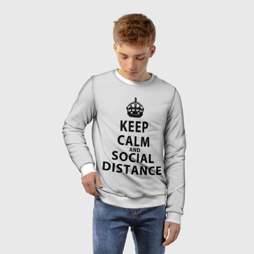 Детский свитшот 3D Keep Calm And Social Distance, цвет 3D печать - фото 3