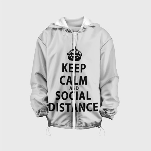 Детская куртка 3D Keep Calm And Social Distance, цвет белый
