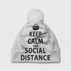 Шапка 3D c помпоном Keep Calm And Social Distance