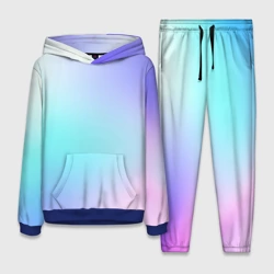 Женский костюм с толстовкой 3D Небесно голубой градиентный