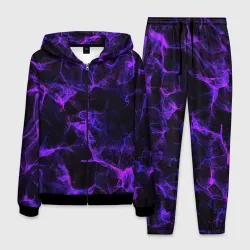 Мужской костюм 3D Purple digital smoke neon