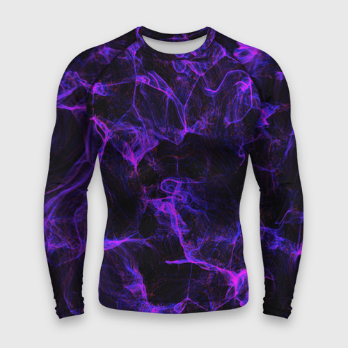 Мужской рашгард 3D Purple digital smoke neon, цвет 3D печать