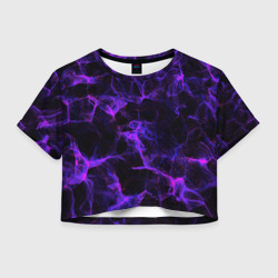 Женская футболка Crop-top 3D Purple digital smoke neon