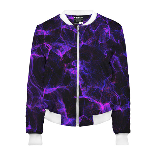 Женский бомбер 3D Purple digital smoke neon