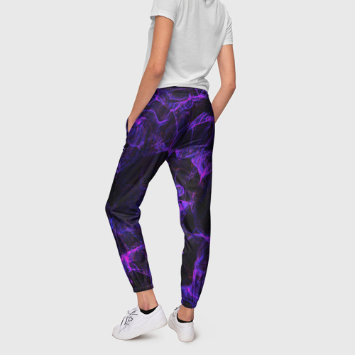 Женские брюки 3D Purple digital smoke neon, цвет 3D печать - фото 4