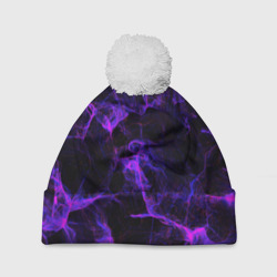 Шапка 3D c помпоном Purple digital smoke neon