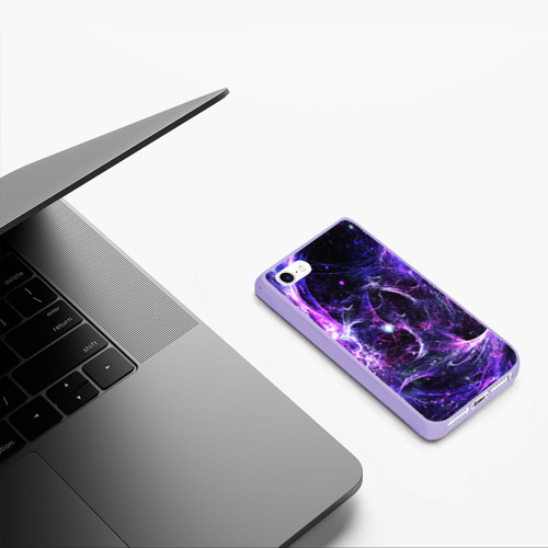 Чехол для iPhone 5/5S матовый Space Stars космос звёзды, цвет светло-сиреневый - фото 5