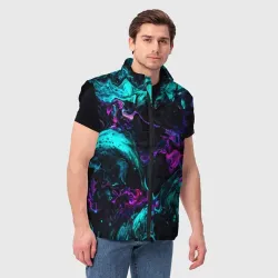 Мужской жилет утепленный 3D Неоновая абстракция neon - фото 2