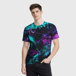 Мужская футболка 3D Неоновая абстракция neon - фото 2