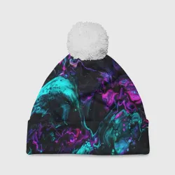 Шапка 3D c помпоном Неоновая абстракция neon