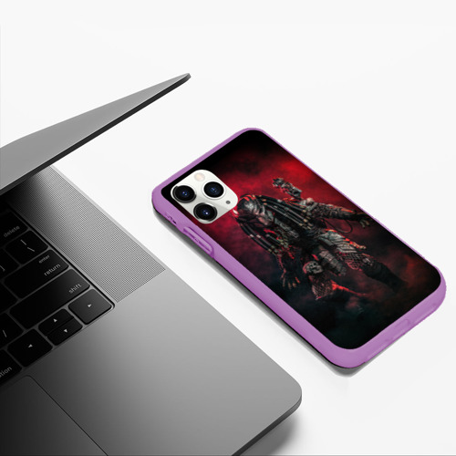 Чехол для iPhone 11 Pro Max матовый Predator хищник, цвет фиолетовый - фото 5