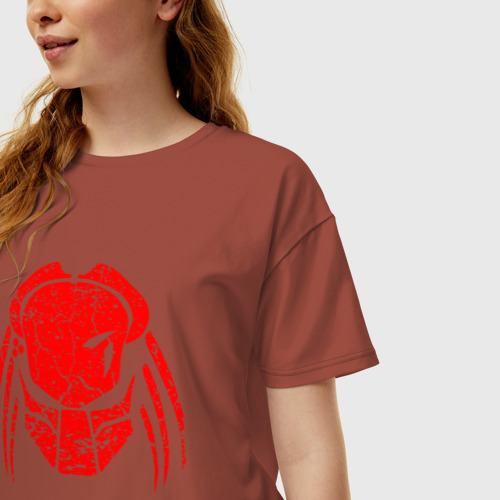 Женская футболка хлопок Oversize Predator, цвет кирпичный - фото 3