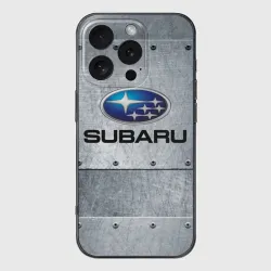 Чехол для iPhone 16 Pro силиконовый с защитой камеры Subaru Iron Субару