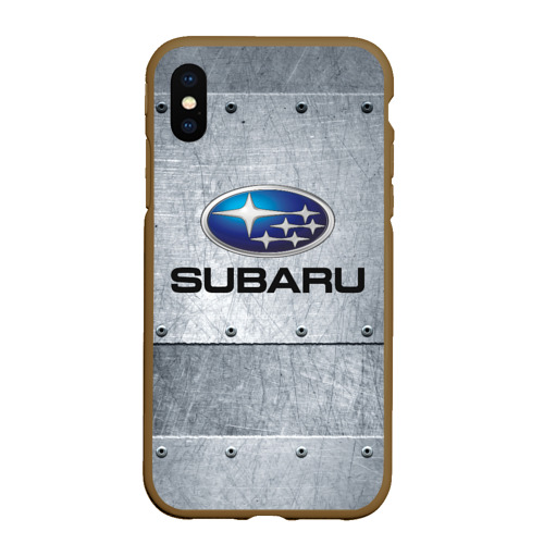 Чехол для iPhone XS Max матовый Subaru Iron Субару, цвет коричневый