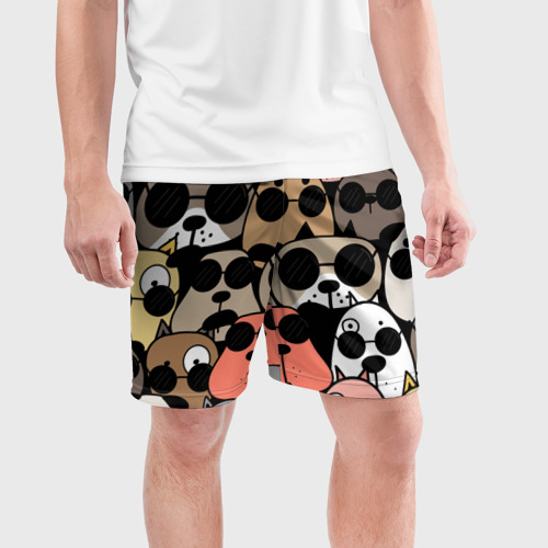 Мужские шорты спортивные Серьезные псы, цвет 3D печать - фото 3