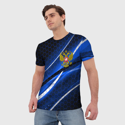 Мужская футболка 3D с принтом Россия, фото на моделе #1
