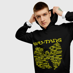 Толстовка с принтом Wu-Tang clan playlist для мужчины, вид на модели спереди №3. Цвет основы: белый