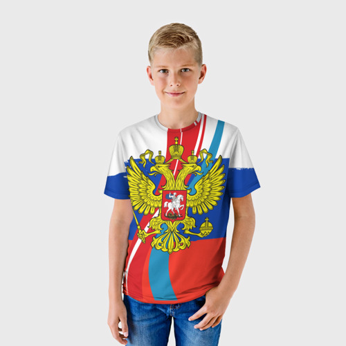 Детская футболка 3D Герб России, цвет 3D печать - фото 3