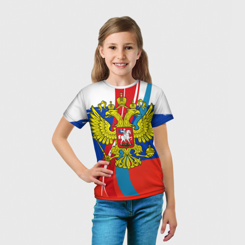 Детская футболка 3D Герб России, цвет 3D печать - фото 5