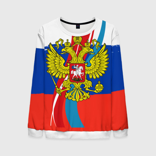 Мужской свитшот 3D Герб России, цвет белый