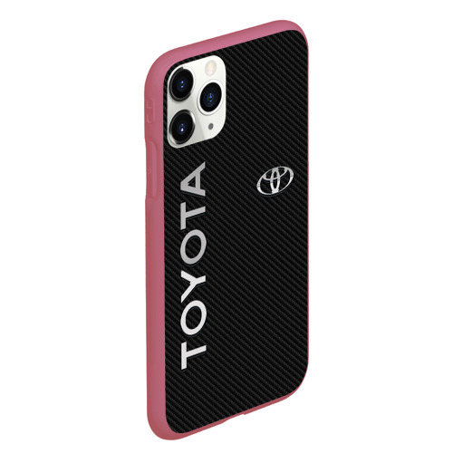 Чехол для iPhone 11 Pro Max матовый Toyota carbon, цвет малиновый - фото 3