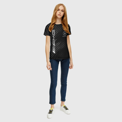 Женская футболка 3D с принтом MERCEDES, вид сбоку #3