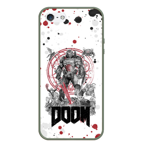 Чехол для iPhone 5/5S матовый Doom, цвет темно-зеленый